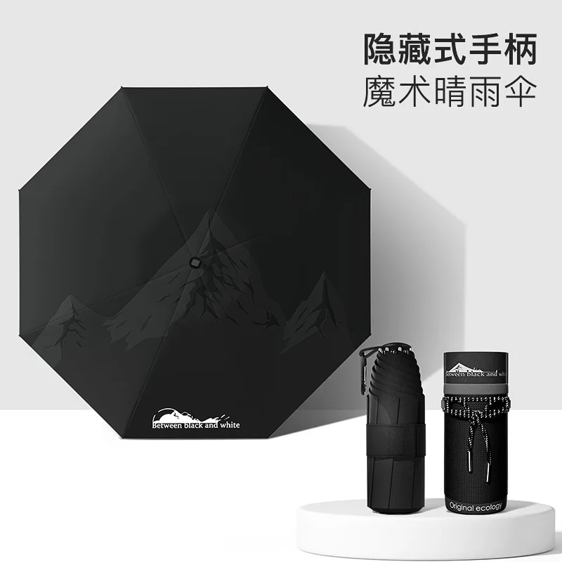 (negro 8k) Mini Paraguas De Protección Solar Para Hombre, Protección Uv Upf50+