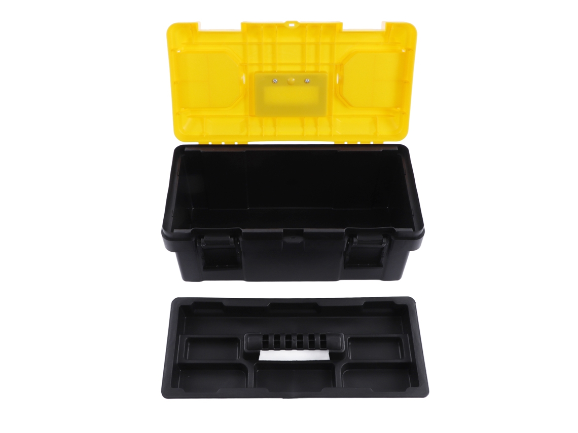 Caja De Herramientas Portátil Multifuncional De Plástico Con Estante Extraíble, 19 Pulgadas.