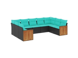 Maison Exclusive - Conjunto De Sofá De Jardín De 9 Piezas Con Cojines, De Poliratán Negro