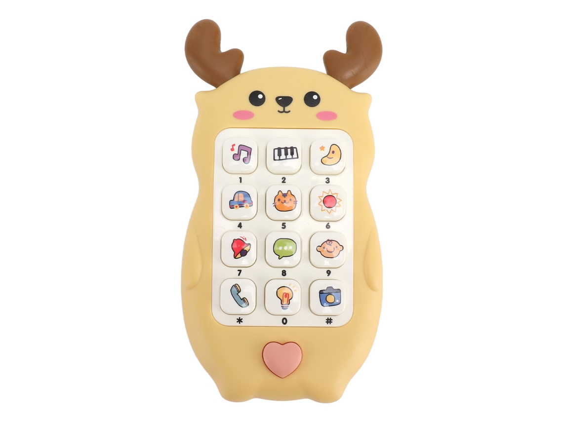Juguete Teléfono Bebé Interactivo Con Música Y Luces Masticable Educativo Teléfono Inteligente Bebé Amarillo