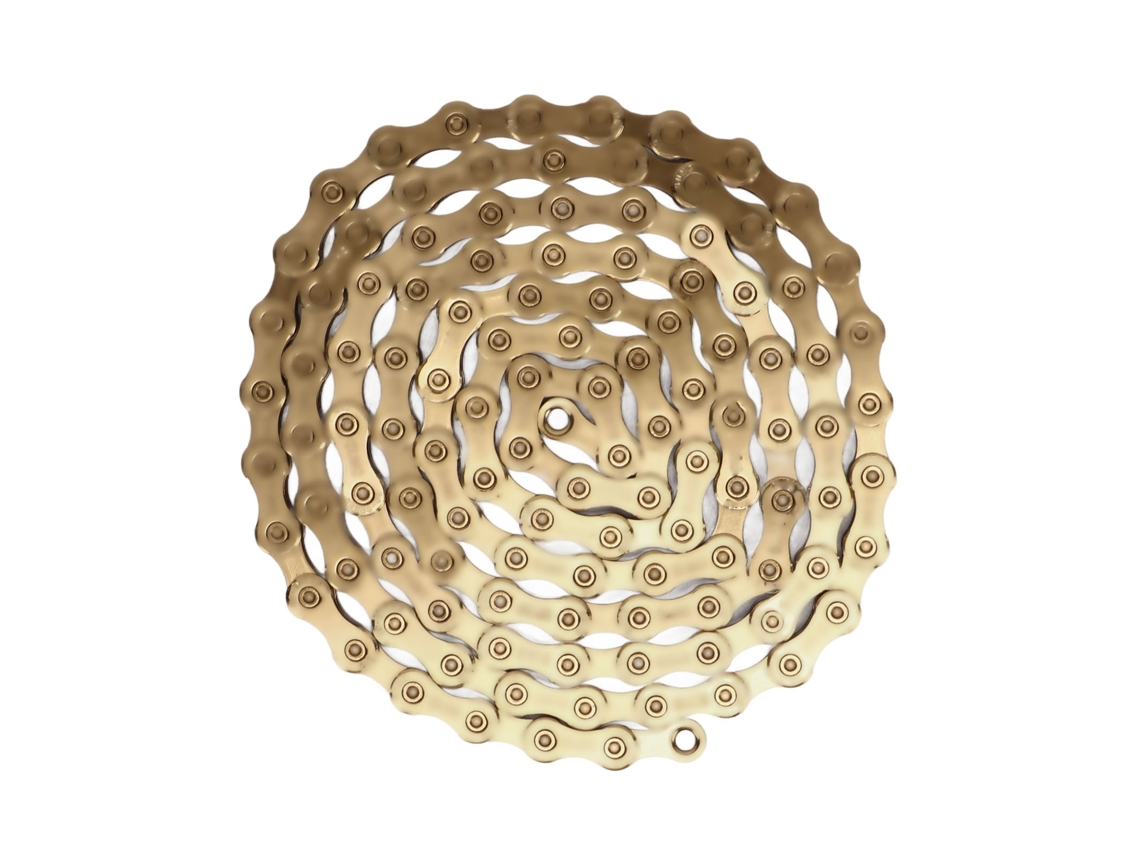 Cadena De Bicicleta De 10 Velocidades, Acero De Alto Carbono, Perfil Hueco, Para Bicicletas De Montaña Y De Carretera, Color Dorado.
