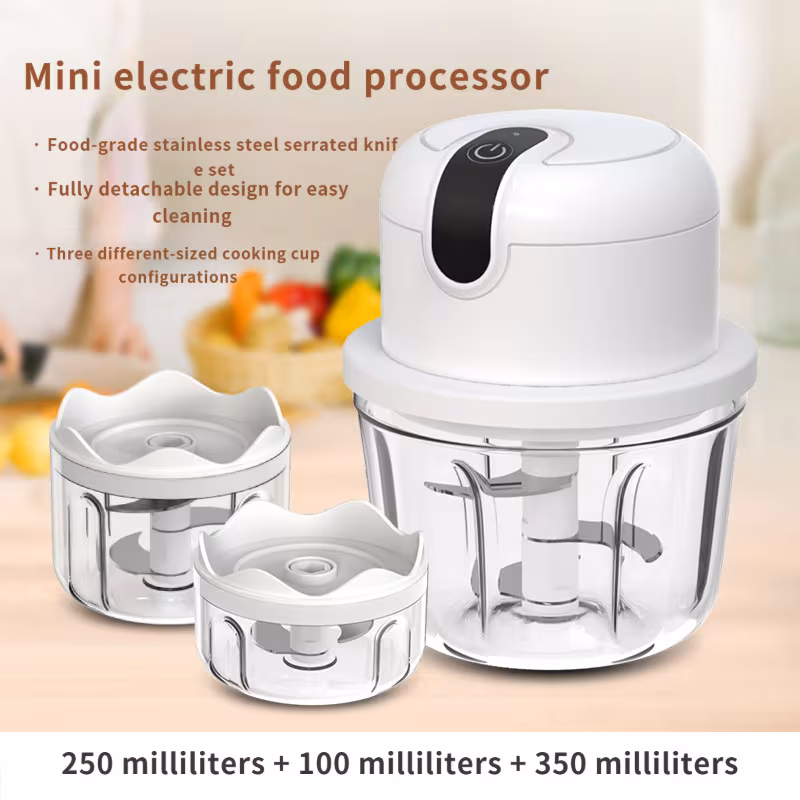 Miniprocesador de alimentos eléctrico Stelasplen de 250 ml, 100 ml y 350 ml, apto para ajo, carne, verduras y otros ingredientes.