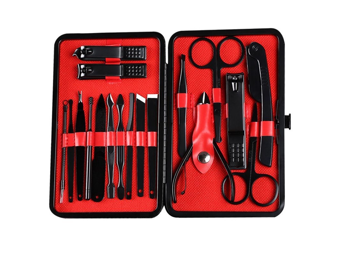 Kit De Manicura Y Pedicura Con Tijeras Para Uñas - Kit De Aseo Profesional (negro, 18 Piezas)
