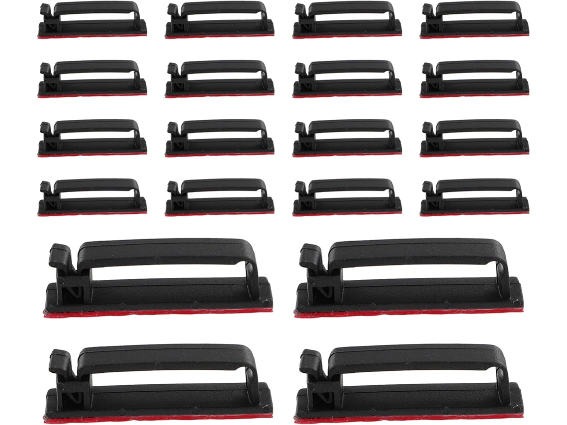 25 Clips Adhesivos De Plástico Acrílico Negro Para La Gestión De Cables
