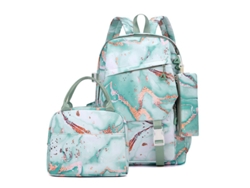 Mochila escolar, lonchera, estuche, juego de tres piezas con gran capacidad, verde