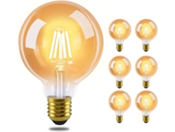 Zmh Pack De 6 Bombillas Led E27 Lámpara Vintage - G80 2700k 4w Edison Bombillas De Filamento Blanco Cálido Ideal Para Hotel Casa Cafetería Bar