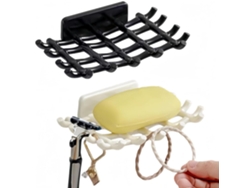 Juego de 2 jaboneras de PP para pared, 15,5 x 9 cm, color blanco y negro, Dureforward
