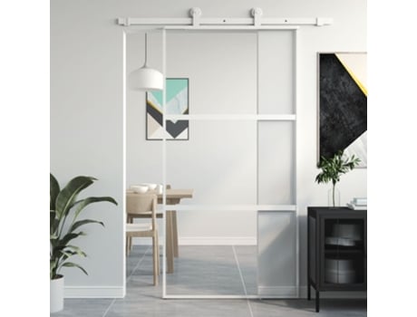Maison Exclusive Puerta corredera ESG vidrio y aluminio blanca 76x205 cm