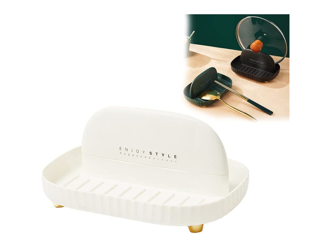 Soporte para cucharas y tapas de cocina, soporte para recipientes de estufa, resistente al calor y antideslizante.
