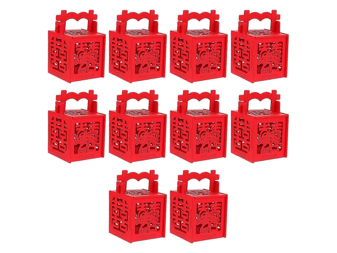Juego de 10 cajas de madera para dulces, delicadas e ideales para regalos de boda - Hengjian