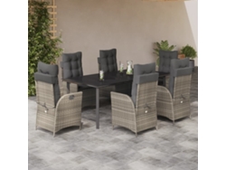 Juego de comedor de jardín de 7 piezas con cojines de mimbre gris claro de DKD Home Decor