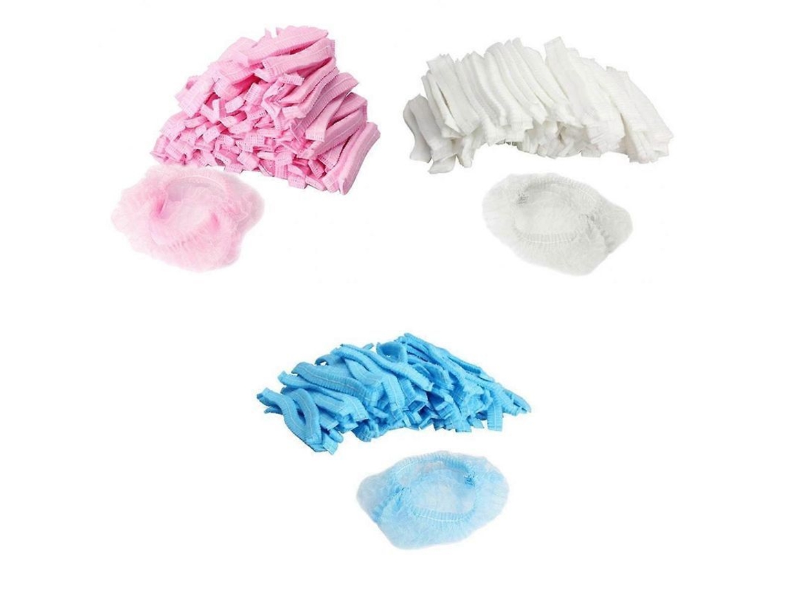 300 Gorros Desechables Elásticos Para Proteger El Cabello Del Polvo Y La Lluvia, De Algodón No Tejido, En Blanco, Azul Y Rosa.