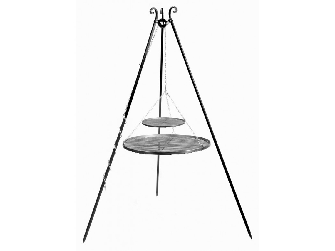 Trípode 180 cm con 2 Rejillas Acero Natural 70 cm + 40 cm