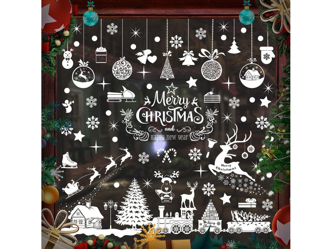 9 Pegatinas Navideñas Para Ventana, Decoraciones De Nieve Reutilizables En Pvc Estático