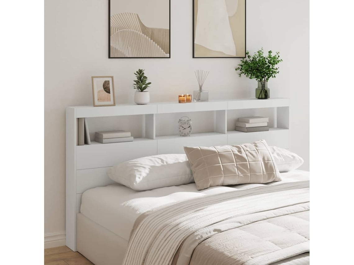 Cabecero De Cama Con Luz Led Blanco 200x17x102 Cm