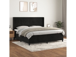 Cama Box Spring Con Colchón Terciopelo Negro 200x200 Cm