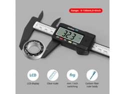 Calibrador Digital Vernier 0-150 Mm, Plástico De Fibra De Carbono, Pantalla Lcd, Precisión De 0,1 Mm
