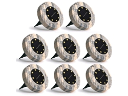 2026-8 Lámparas Solares De Jardín Impermeables Ip66 12 Led Luz Blanca Cálida Automatizadas Para Exteriores