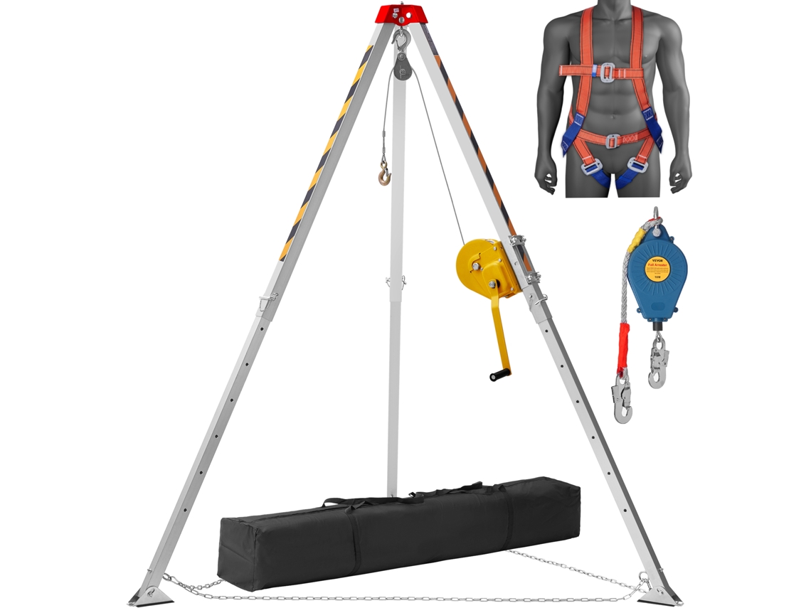 VEVOR Kit de trípode para rescate en espacios confinados 1,34-2,15 m 816,4 kg