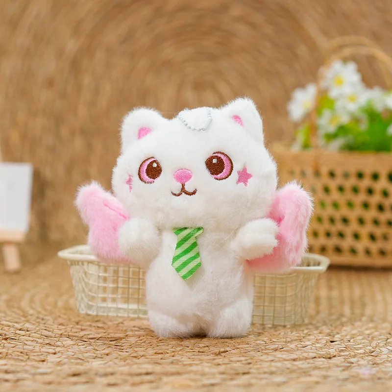 Chaveiro De Pelúcia De Gato Anjo Fofo E Adorável De 12 Cm (rosa).
