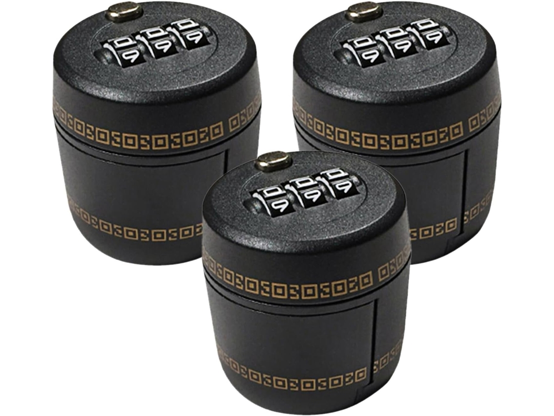 Juego De 3 Tapones De Vino Negros De Seguridad Con Cerradura De Combinación.