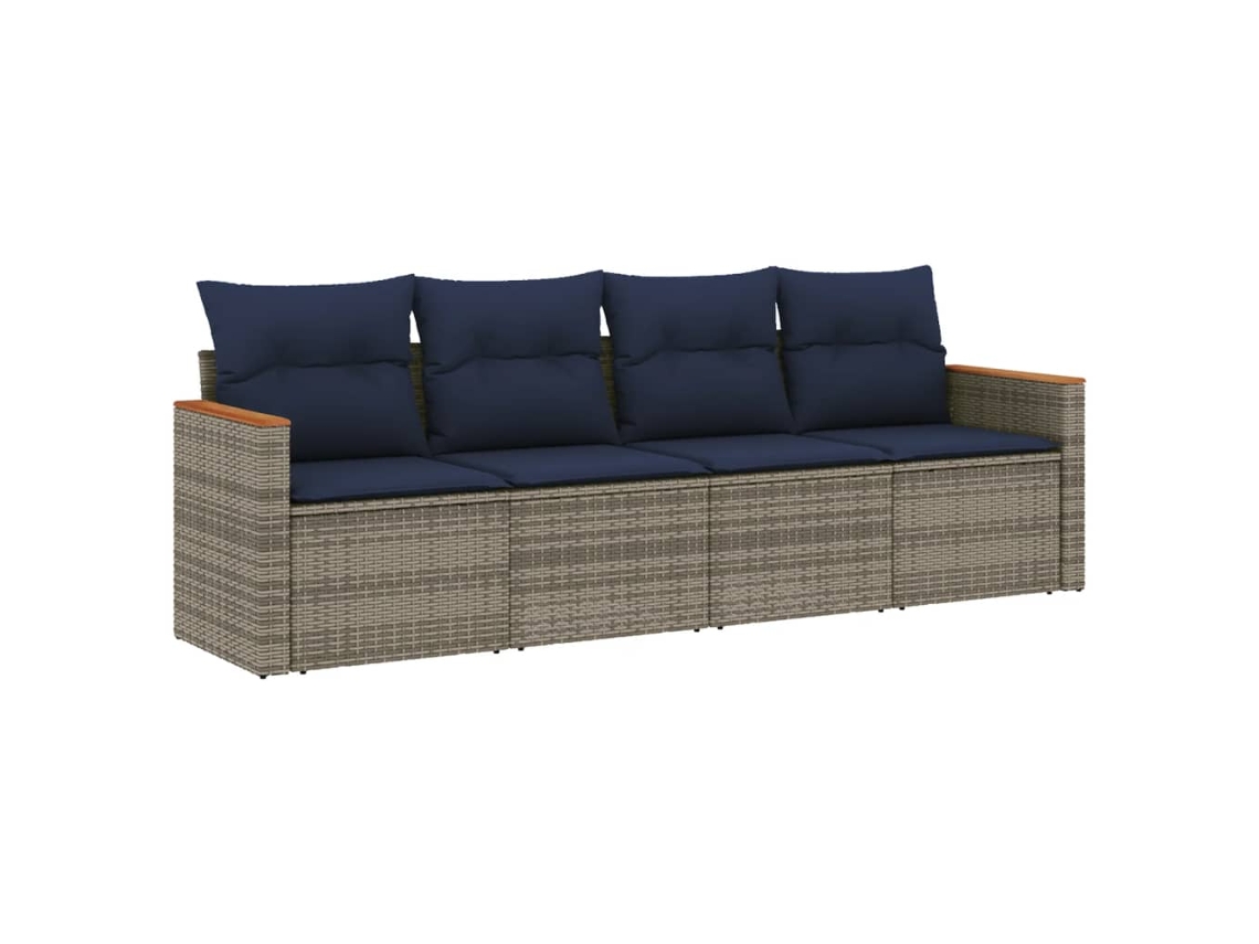 Maison Exclusive - Conjunto De Sofá De Jardín De 4 Piezas Con Cojines, Poliratán Gris