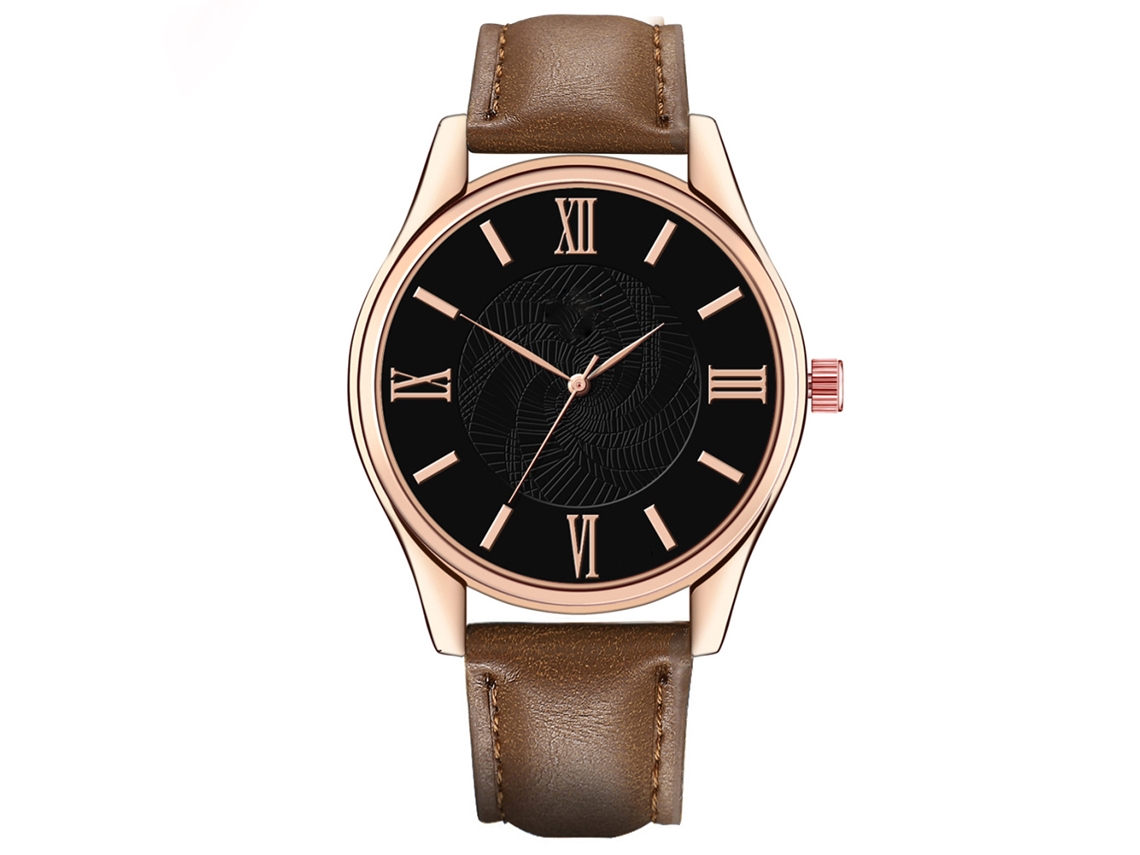 Reloj De Cuarzo Para Hombre Con Correa De Piel Sintética, Esfera Redonda, Estilo Casual De Negocios (marrón Claro Y Negro).