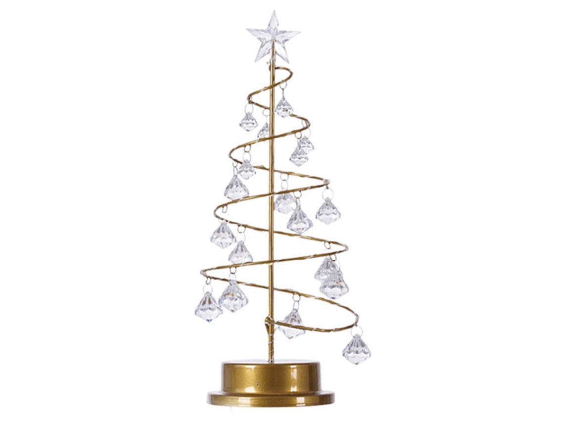 Lámpara De Mesa Decorativa Con Forma De Árbol De Navidad De Cristal Y Colgante De Acrílico, Luz Blanca Cálida.