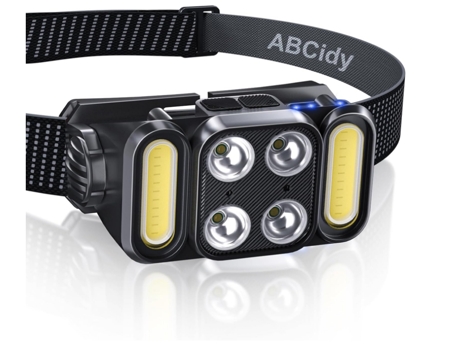 Linterna frontal, IPX4 impermeable ultra brillante con luz blanca y roja, lámpara frontal con sensor de movimiento con 12 modos de iluminación (neg...