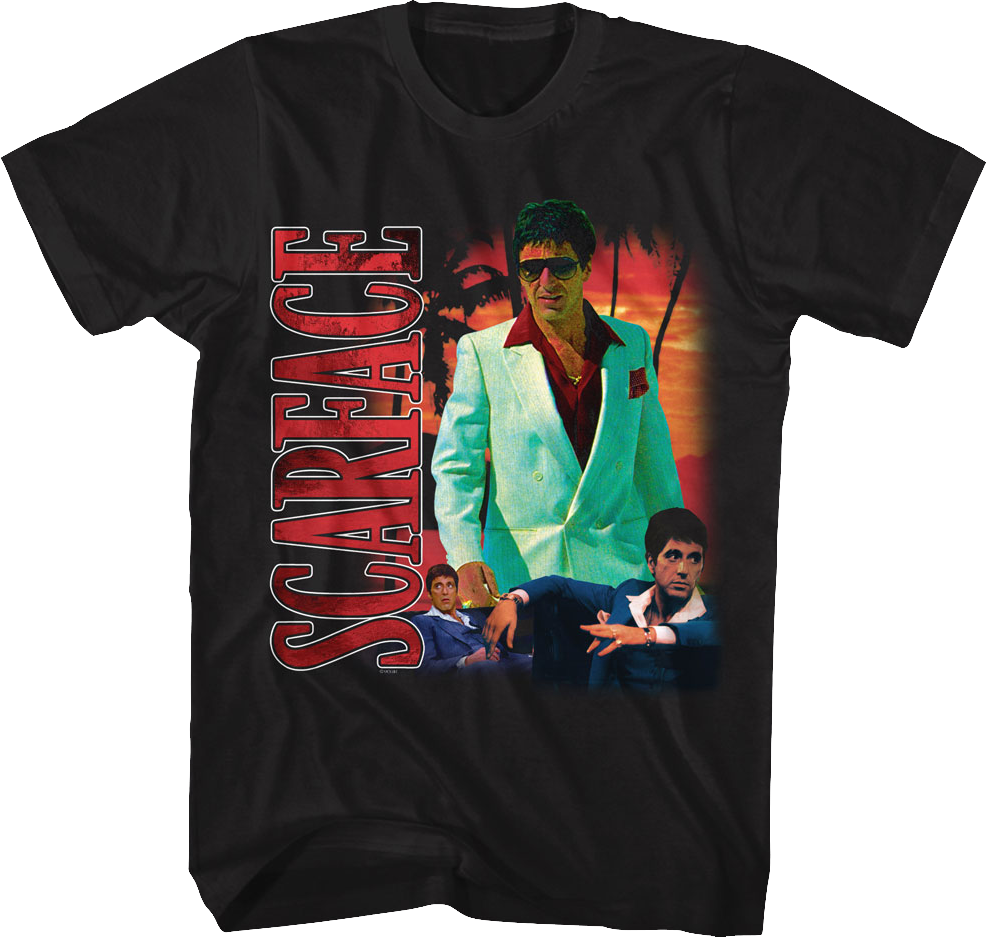 Camiseta Unisexo DEEPSTONE Tony Montana Collage Scarface Negro (XXXL)