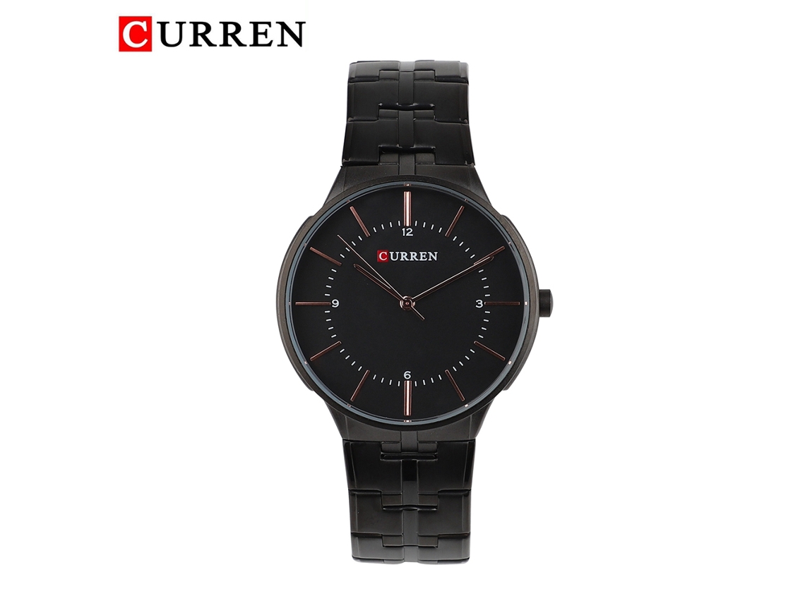 Reloj De Pulsera Para Hombres Curren De Acero Impermeable Casual De Cuarzo Negro