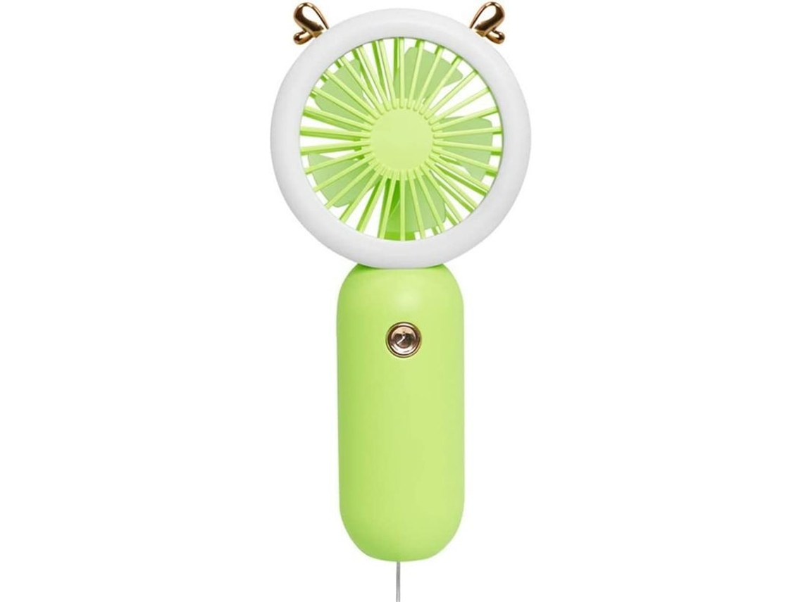 Ventilador De Bolsillo Recargable Por Usb Con Mini Luz Led Portátil Para Viajes Al Aire Libre (verde, 1 Unidad)