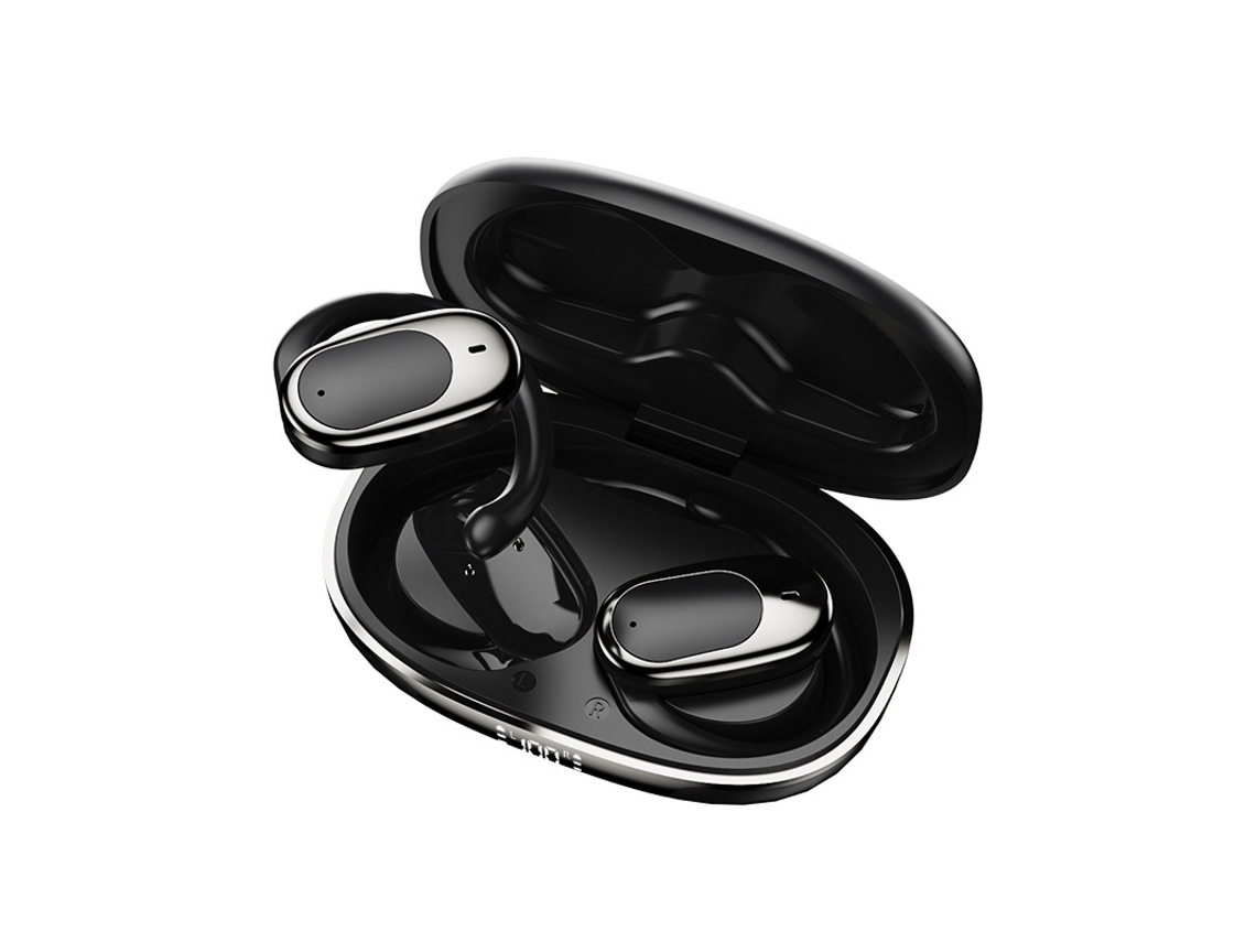 Auriculares Bluetooth ENC con cancelación ruido. Gancho oreja TWS, batería larga duración. Sonido alta calidad.
