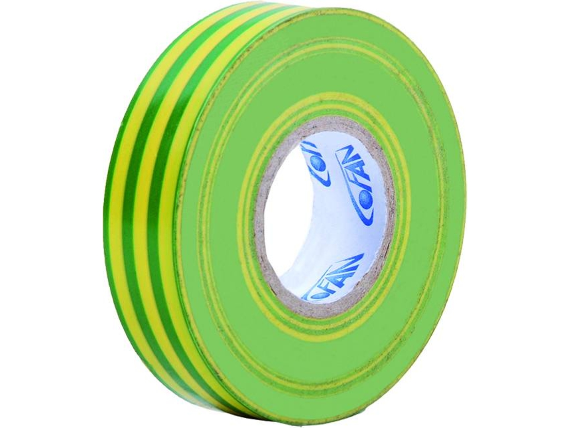 Cinta Aislante COFAN Amarillo y Verde (19 mm x 20 Metros)