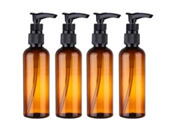 4 Botellas De Plástico Reutilizables Con Dosificador De 100 Ml Para Loción, Aceite Y Champú, Color Marrón, 2025