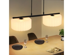 Lámpara colgante vintage alargada de papel blanco, 2 luces, ZMH (bombilla no incluida)