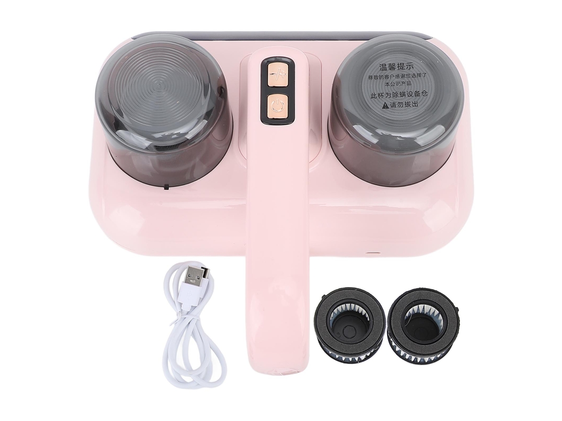 Aspiradora Ultrasónica Uv Inalámbrica Para Cama, 80.000 Ciclos/minuto, Doble Depósito, Color Rosa.