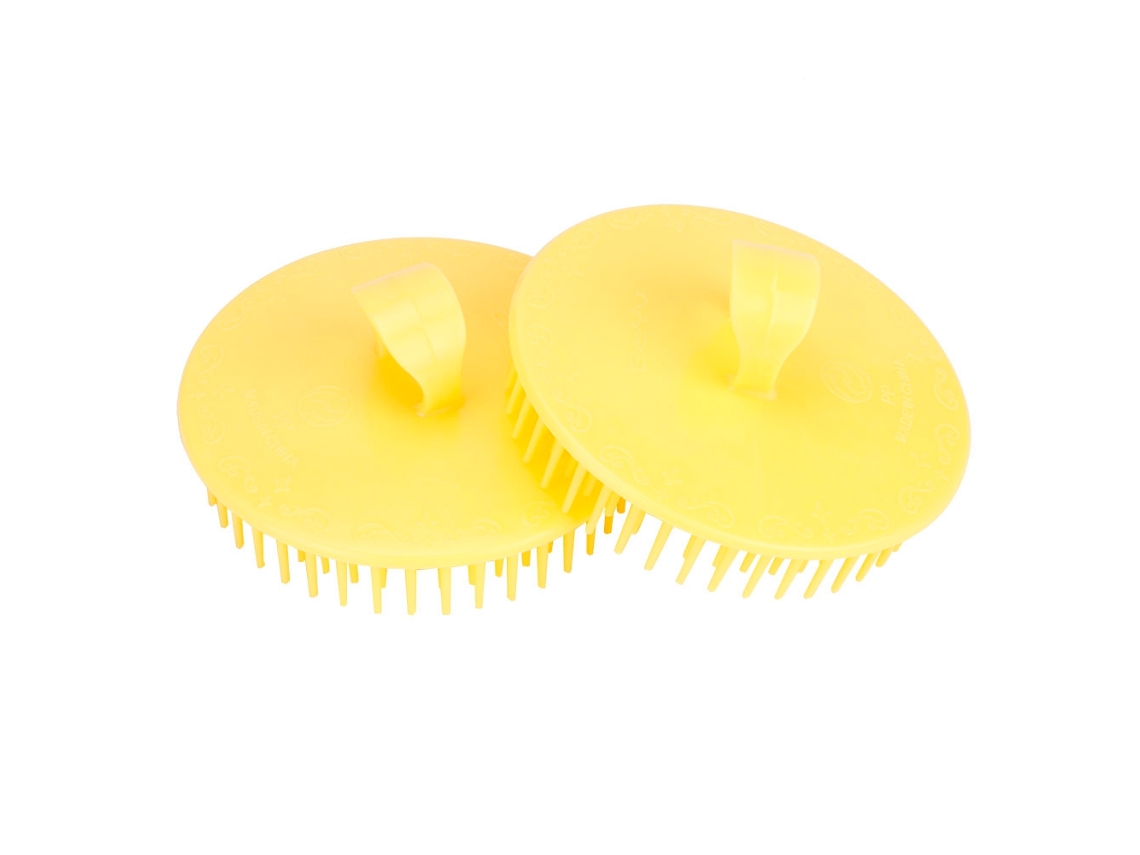 Pincel De Masaje Capilar De Silicona Para Lavar El Cabello Peine De Masaje Meridiano Cabeza Amarillo