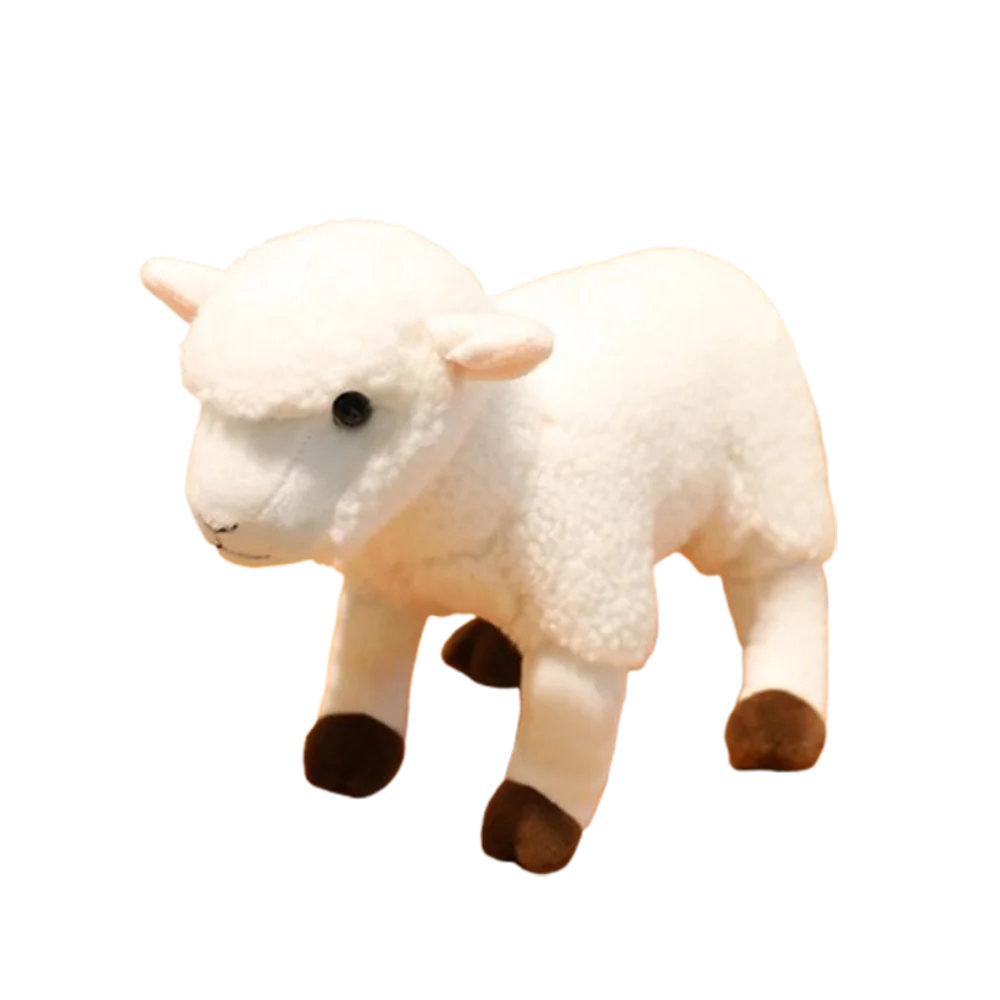 (blanco - 18 Cm) Oveja Simulada, Algodón Pp, Lana De Cabra Blanca, Peluche Suave