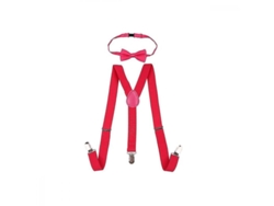 2026-corbata De Moño Y Tirantes Elásticos Ajustables Para Niños Jnq 60 Cm (1-6 Años) Rosa Intenso