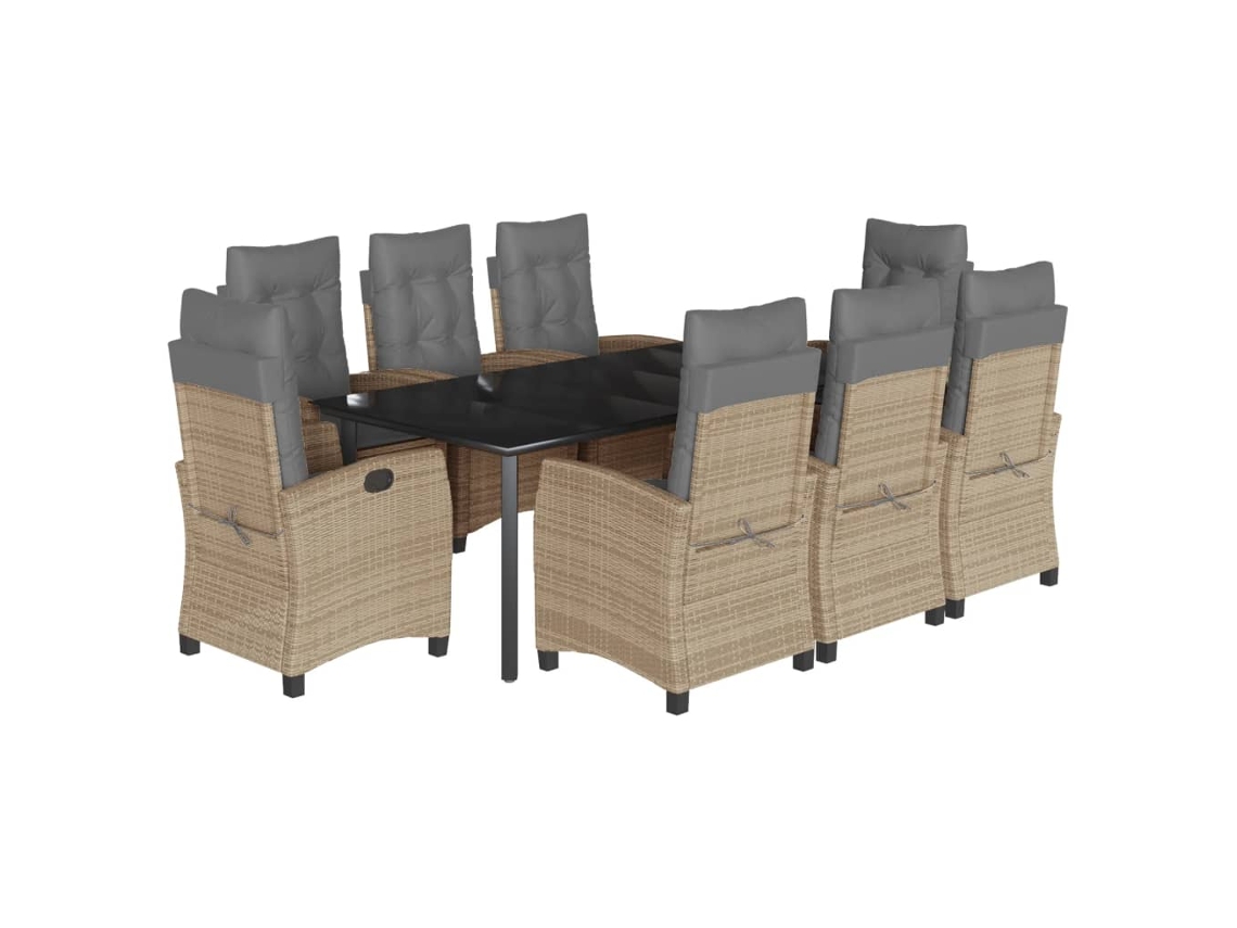 Maison Exclusive - Set Comedor De Jardín 9 Pzas Con Cojines Ratán Sintético Beige