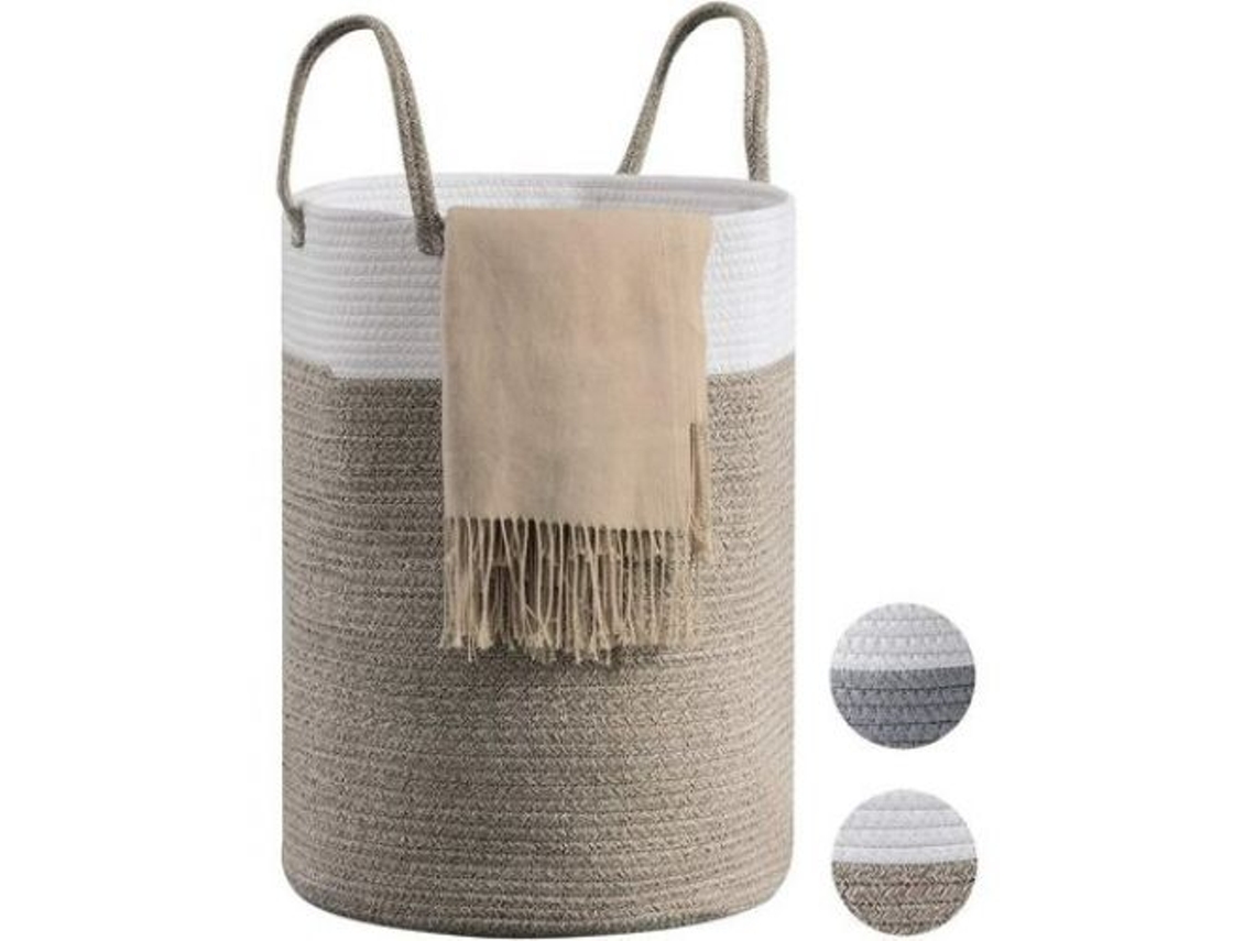 Cesta de mimbre elegante, organizador de algodón hecho a mano, gruesa y resistente, ahorra espacio, almacenamiento multiusos para la decoración del hogar, Grand
