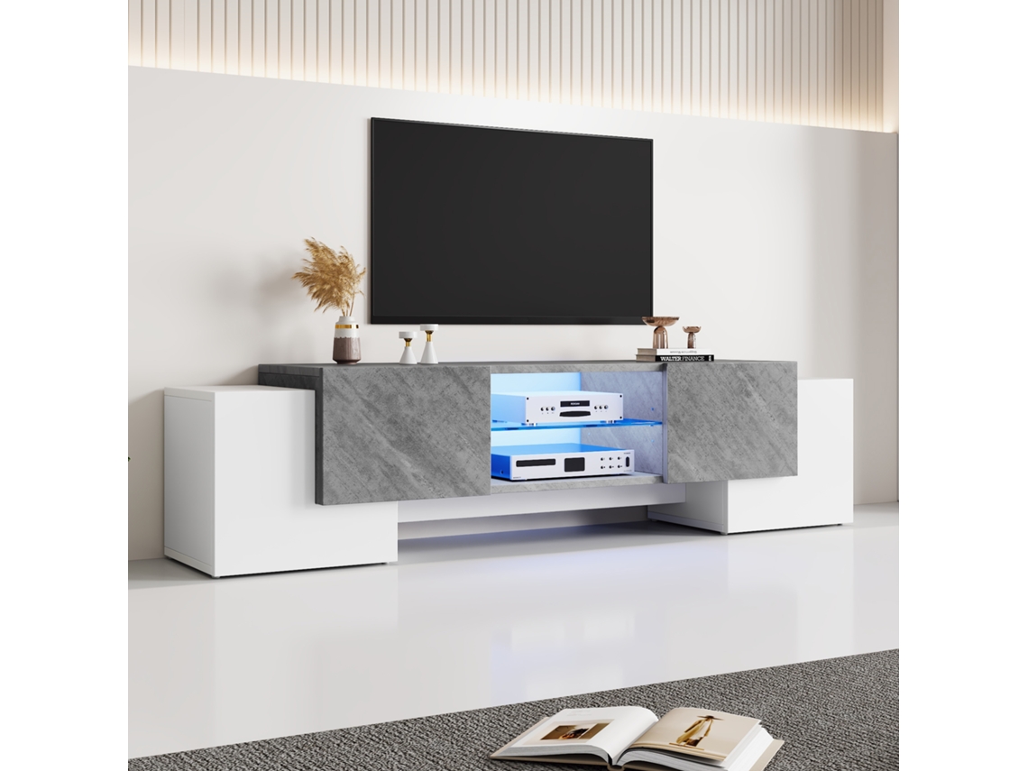 Soporte Para Tv Blanco Y Gris Con Led Y Bluetooth, 180 Cm (70 Pulgadas)