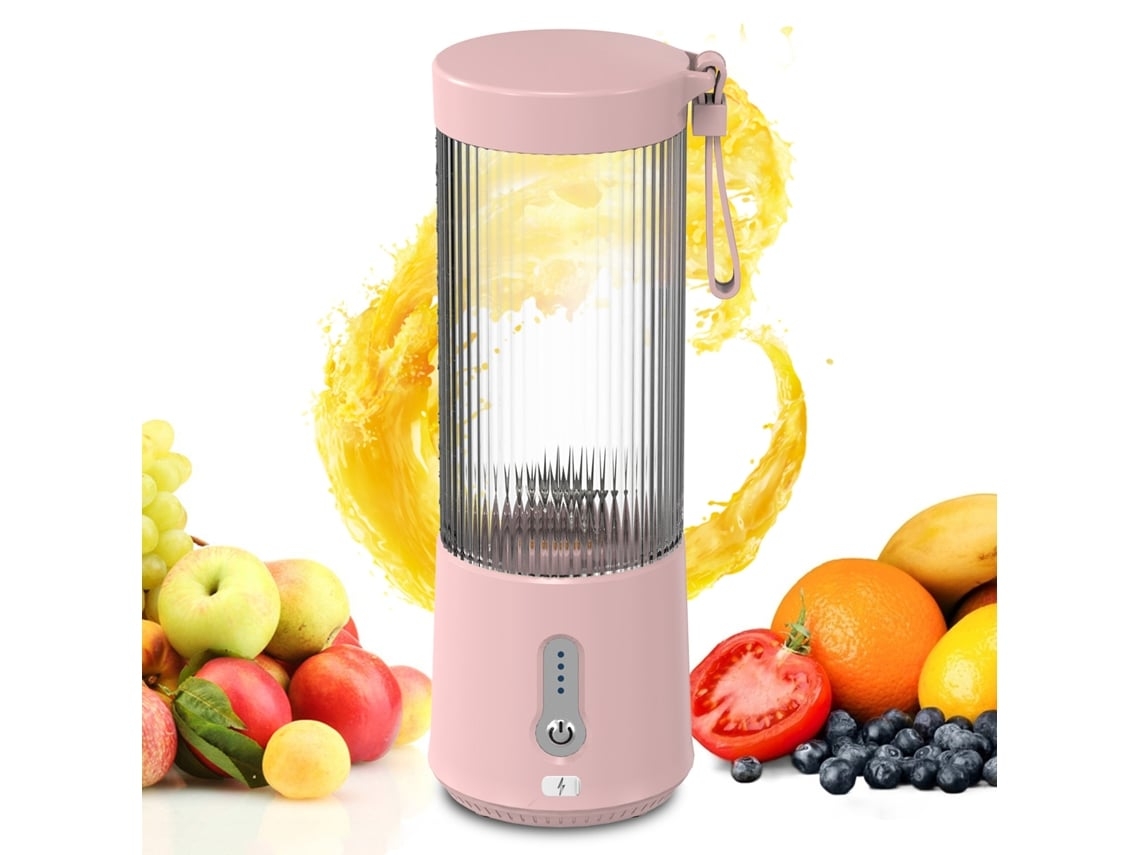 Exprimidor Eléctrico Pequeño Portátil De 450ml Recargable Para Frutas Verduras Batidos Smoothies Veanxin (rosa)