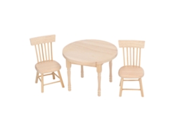 Juego De Comedor Para Casa De Muñecas A Escala 1:12: Mesa Redonda Y Sillas Con Diseño Retro.