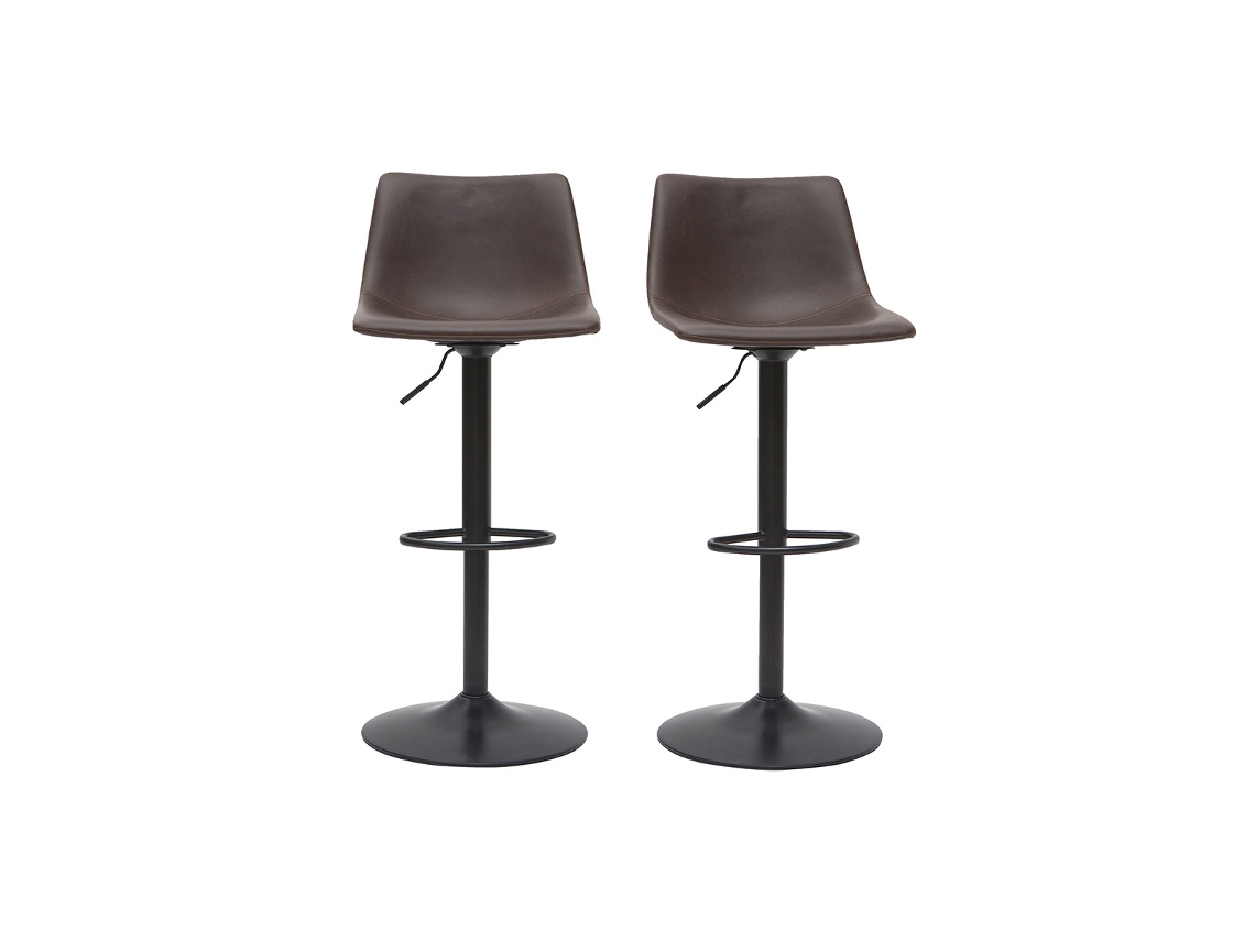 Banco de bar vintage ajustável marrom escuro pu 61 cm lote de 2 New Rock MILIBOO