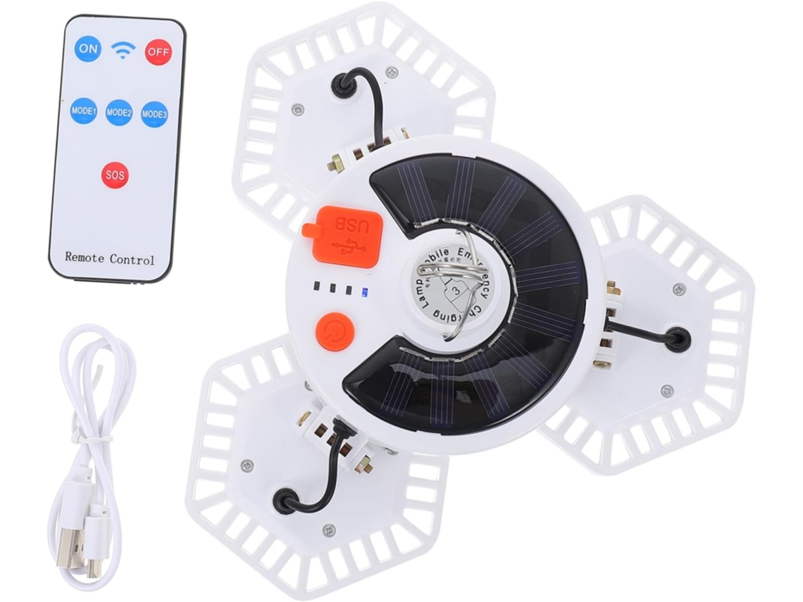 1 Lámpara Led Solar Para Iluminación De Habitaciones Y Camping Con Práctico Control Remoto.