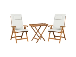 Conjunto de bistró Beliani Java Premium en madera de acacia, blanco crema, 68x45x73