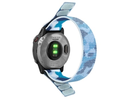 Correa de nailon 26mm ajustable con cinta mágica para Garmin Tactix 7 Pro/Fenix 7X/6X Pro - camuflaje azul