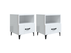 Mesitas de Noche LOVELY HOME Mesinha 2 Pcs Madeira Processada Branco Brilhante
